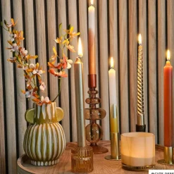 Xenos Dinerkaars metallic twist - roségoud - ø2x25 cm- Kerstcadeaus|Dinerkaarsen