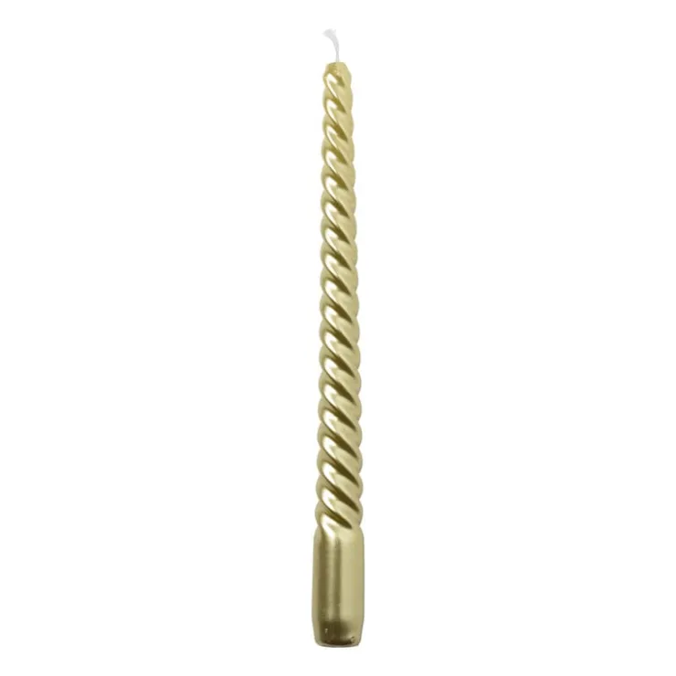 Xenos Dinerkaars metallic twist - goud - ø2x25 cm- Kerstcadeaus|Dinerkaarsen