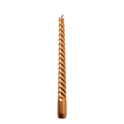 Xenos Dinerkaars metallic twist - koperkleurig - ø2x25 cm- Kerstcadeaus|Dinerkaarsen