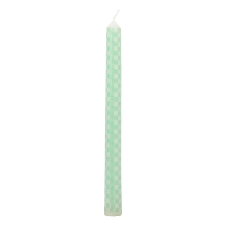 Xenos Dinerkaars ruit - groen - ø2.15x25 cm- Dinerkaarsen