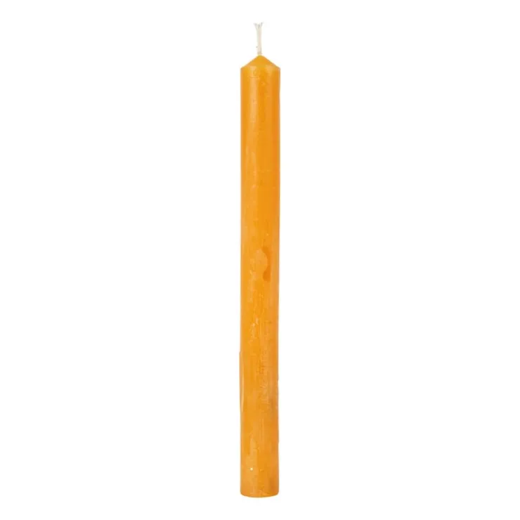 Xenos Dinerkaars rustiek - mosterdgeel - ø2x24 cm- Dinerkaarsen
