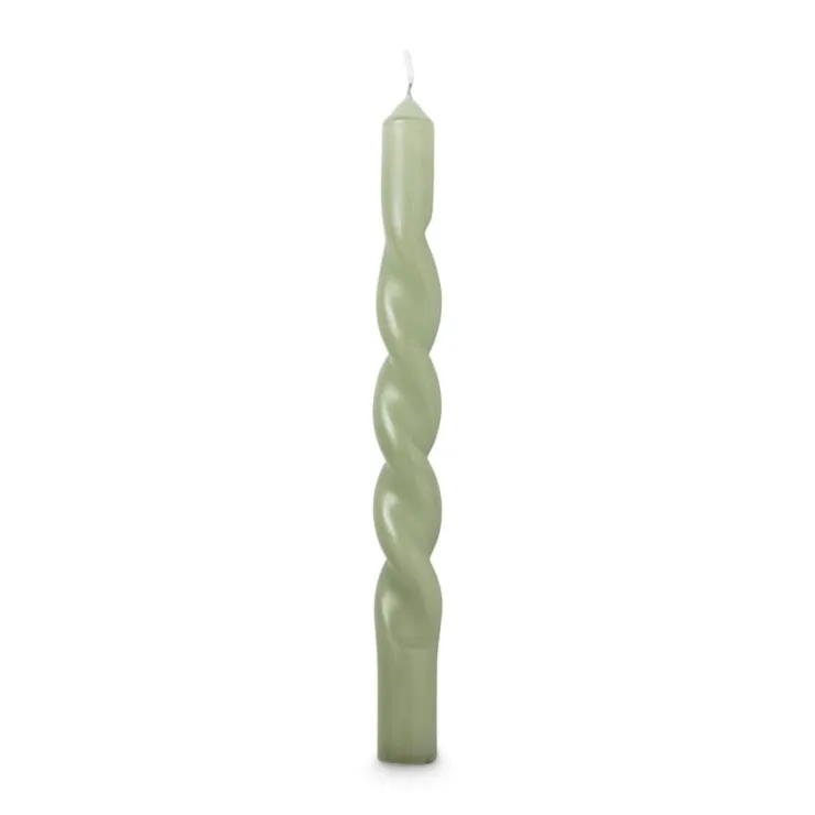 Xenos Dinerkaars twist - groen - ø2.5x20.5 cm- Dinerkaarsen