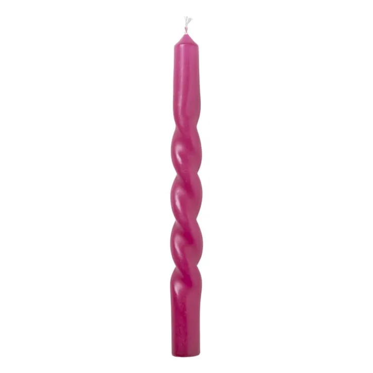 Xenos Dinerkaars twist - paars - ø2.5x20.5 cm- Dinerkaarsen