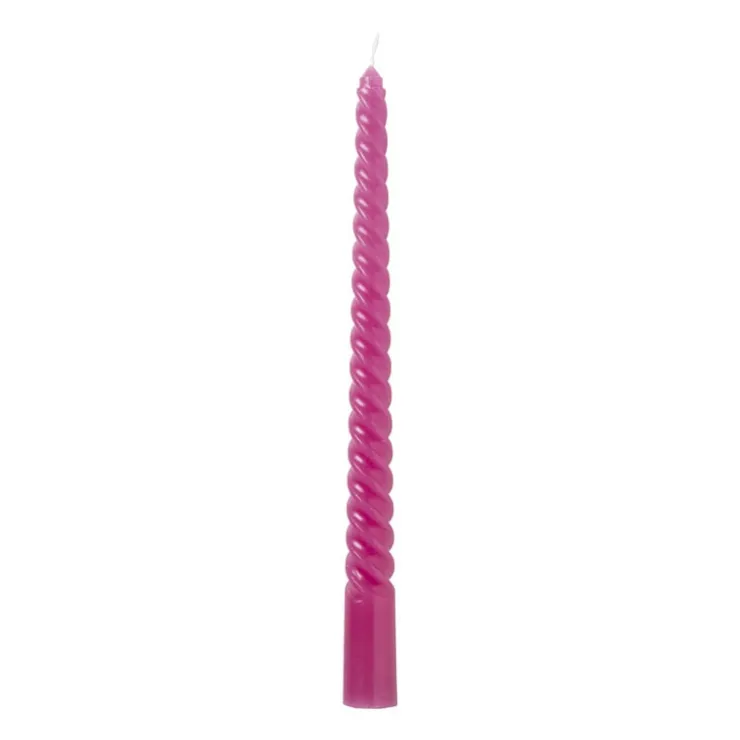 Xenos Dinerkaars twist - paars - ø2.15x25 cm- Dinerkaarsen