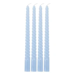 Xenos Dinerkaarsen twist - blauw - set van 4- Dinerkaarsen
