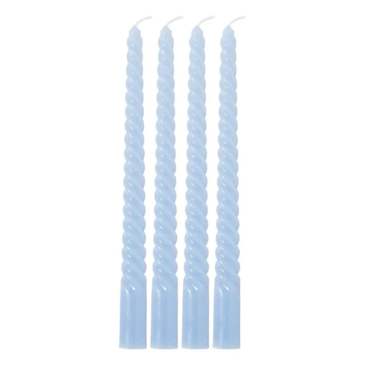 Xenos Dinerkaarsen twist - blauw - set van 4- Dinerkaarsen