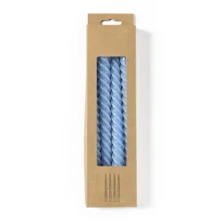 Xenos Dinerkaarsen twist - blauw - set van 4- Dinerkaarsen