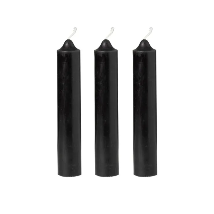 Xenos Dinerkaarsjes - set van 3 - zwart - ø2x12 cm- Dinerkaarsen
