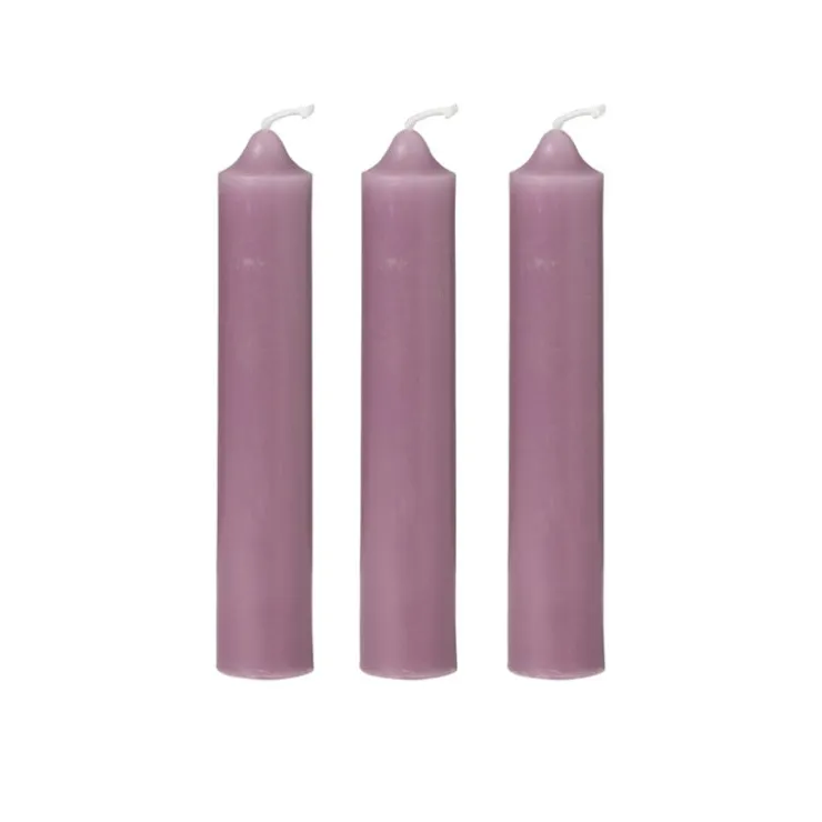 Xenos Dinerkaarsjes - set van 3 - paars - ø2x12 cm- Dinerkaarsen