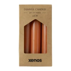 Xenos Dinerkaarsjes - set van 3 - oranje - ø2x12 cm- Dinerkaarsen