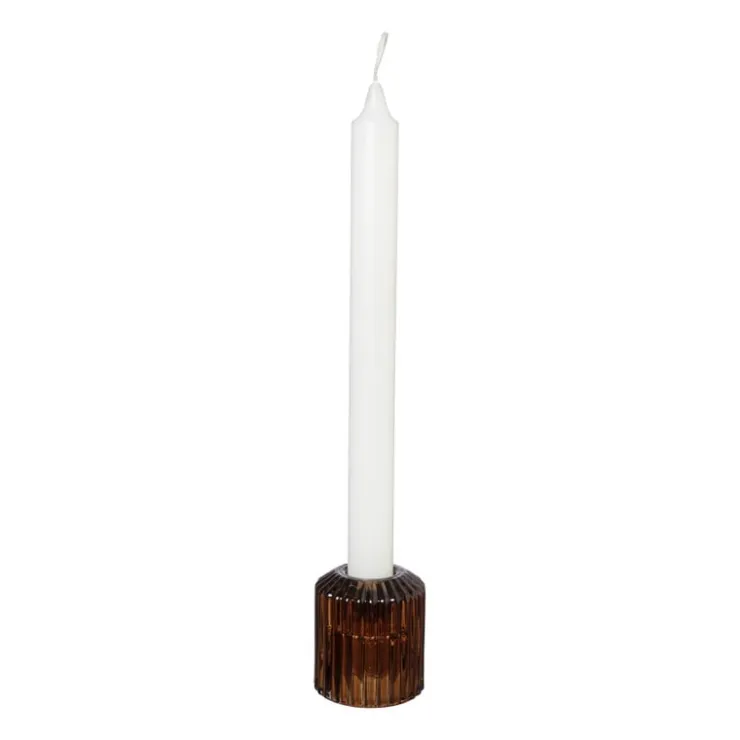 Xenos Diner/theelichthouder - lichtbruin - ø5.5x6 cm- Waxinelichthouders|Kandelaars