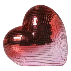 Xenos Disco hart ornament - roze - 18.5x10x17.6 cm- Decoratieve Beelden