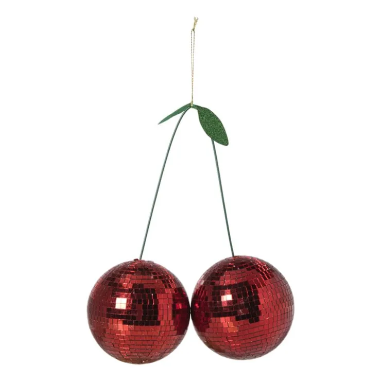 Xenos Disco kersen ornament - rood - 25x20x10 cm- Decoratieve Beelden