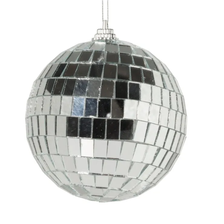 Xenos Discobal - zilverkleurig - ø8 cm- Kerstballen