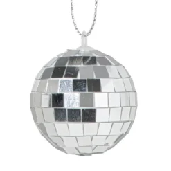 Xenos Discobal zilverkleurig - set van 6 - ø4 cm- Kersthangers|Kerstballen
