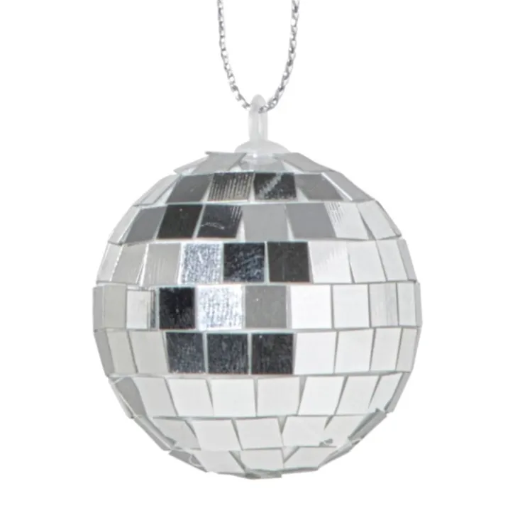 Xenos Discobal zilverkleurig - set van 6 - ø4 cm- Kersthangers|Kerstballen