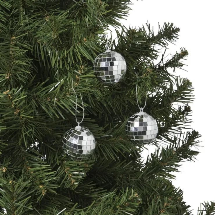 Xenos Discobal zilverkleurig - set van 6 - ø4 cm- Kersthangers|Kerstballen