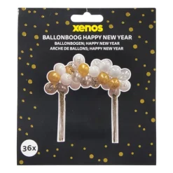 Xenos DIY ballonboog Happy New Year - goud, zilver & wit - set van 36- Ballonnen