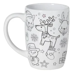 Xenos DIY kerstmok inkleur set - keramiek - ø8.9x12.3 cm- Kerst Knutselen|Kerstcadeaus
