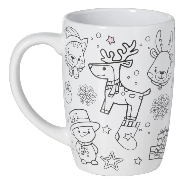 Xenos DIY kerstmok inkleur set - keramiek - ø8.9x12.3 cm- Kerst Knutselen|Kerstcadeaus