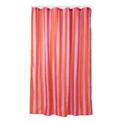 Xenos Douchegordijn gestreept - roze/oranje - 180x200 cm- Douchegordijnen