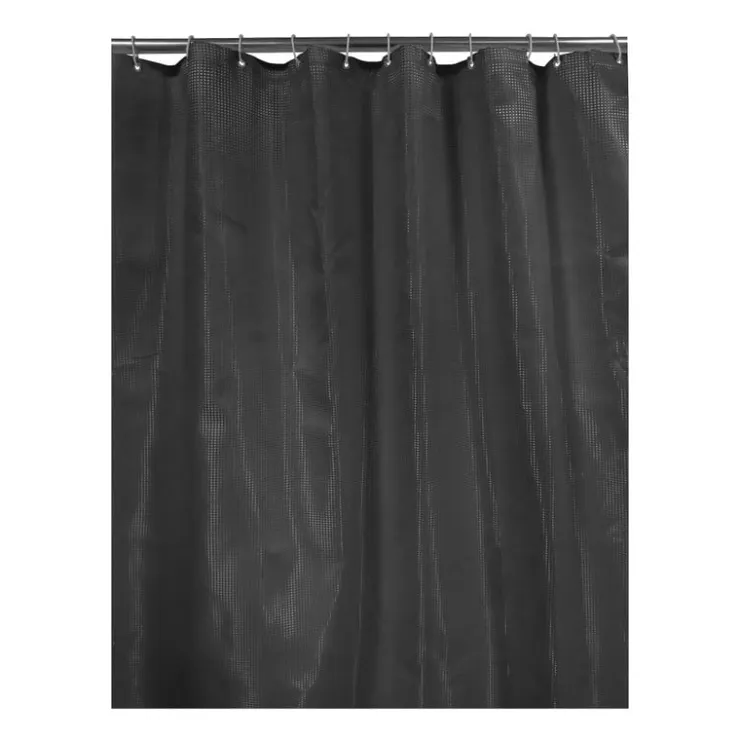 Xenos Douchegordijn jacquard - zwart - 180x200 cm- Douchegordijnen