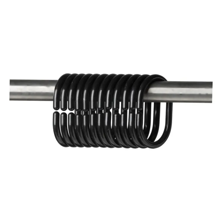 Xenos Douchegordijn ringen - zwart - set van 12- Badkamer Accessoires