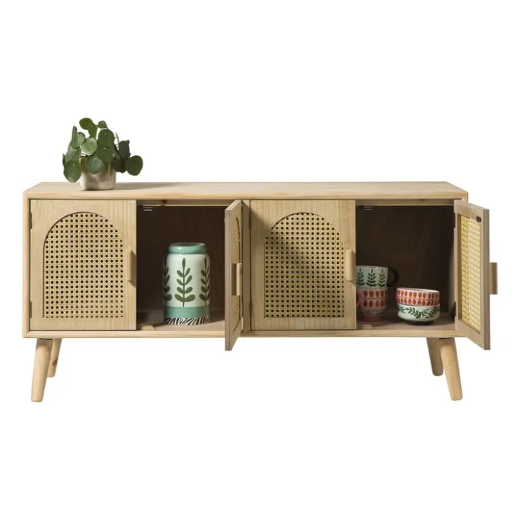 Xenos Dressoir Flores met ovalen vlakken - bruin - 55x120x40 cm- Dressoir