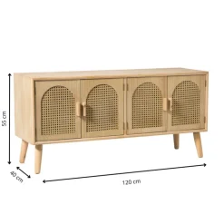 Xenos Dressoir Flores met ovalen vlakken - bruin - 55x120x40 cm- Dressoir