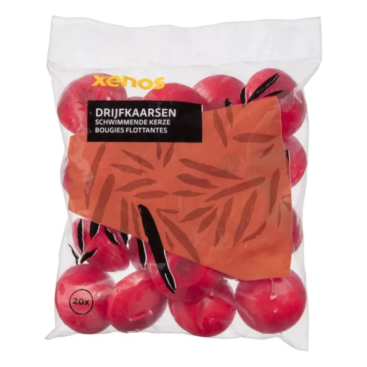 Xenos Drijfkaarsen - rood - 20 stuks- Drijfkaarsen