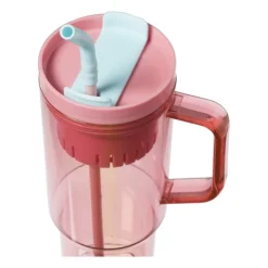 Xenos Drinkbeker met rietje Titan - roze - 1 liter- Drinkflessen|Kinderservies