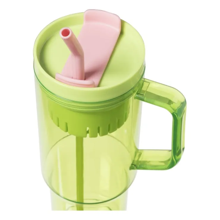 Xenos Drinkbeker met rietje Titan - groen - 1 liter- Drinkflessen|Kinderservies