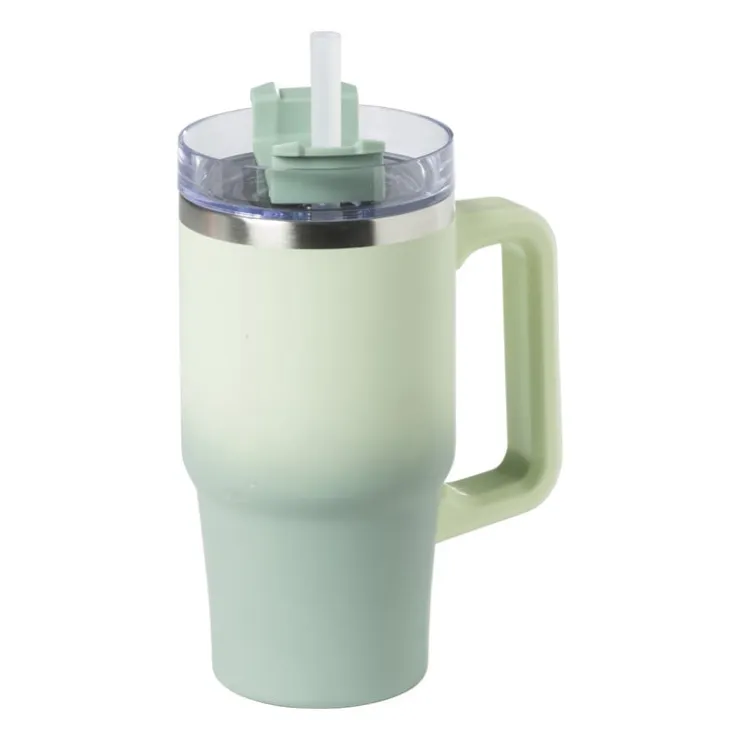 Xenos Drinkbeker thermo met draaideksel - groen - 600 ml- Drinkflessen
