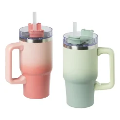 Xenos Drinkbeker thermo met draaideksel - groen - 600 ml- Drinkflessen