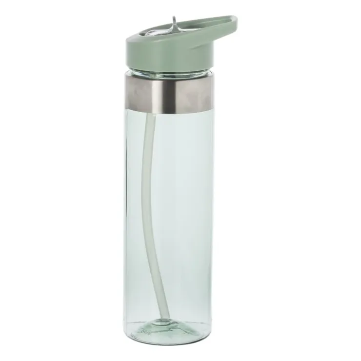 Xenos Drinkfles met rietje - groen - 500 ml- Drinkflessen