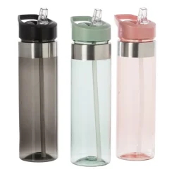 Xenos Drinkfles met rietje - roze - 500 ml- Drinkflessen