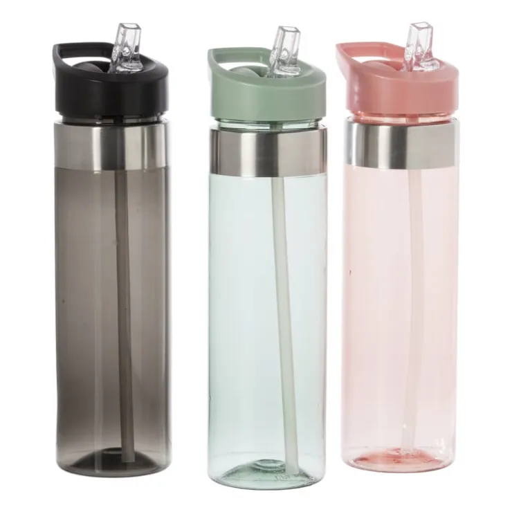 Xenos Drinkfles met rietje - roze - 500 ml- Drinkflessen