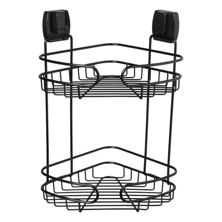 Xenos Easy lock doucherekje hoek - zwart - 21.5x21.5x34 cm- Doucherekjes