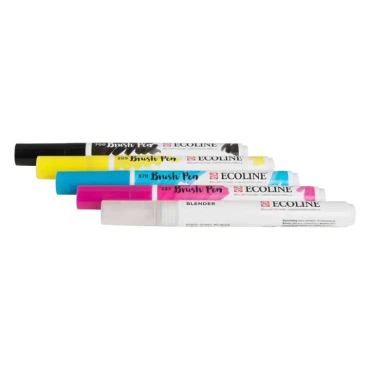 Royal Talens Ecoline brushpen - primary - set van 5- Stiften|Kerstcadeaus
