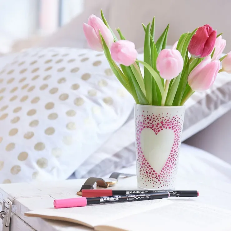 Edding porseleinstiften - set van 4 - zwart/rood/paars/roze- Stiften