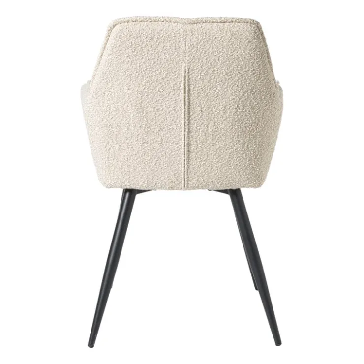 Xenos Eetkamerstoel bouclé met armleuning - beige - 87x56.5x43 cm- Eetkamerstoelen