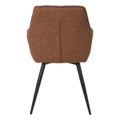 Xenos Eetkamerstoel bouclé met armleuning - bruin - 87x56.5x43 cm- Eetkamerstoelen
