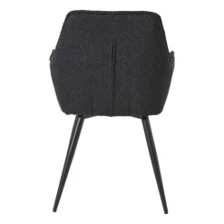 Xenos Eetkamerstoel bouclé met armleuning - zwart - 87x56.5x43 cm- Eetkamerstoelen