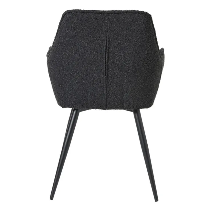 Xenos Eetkamerstoel bouclé met armleuning - zwart - 87x56.5x43 cm- Eetkamerstoelen