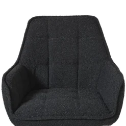 Xenos Eetkamerstoel bouclé met armleuning - zwart - 87x56.5x43 cm- Eetkamerstoelen