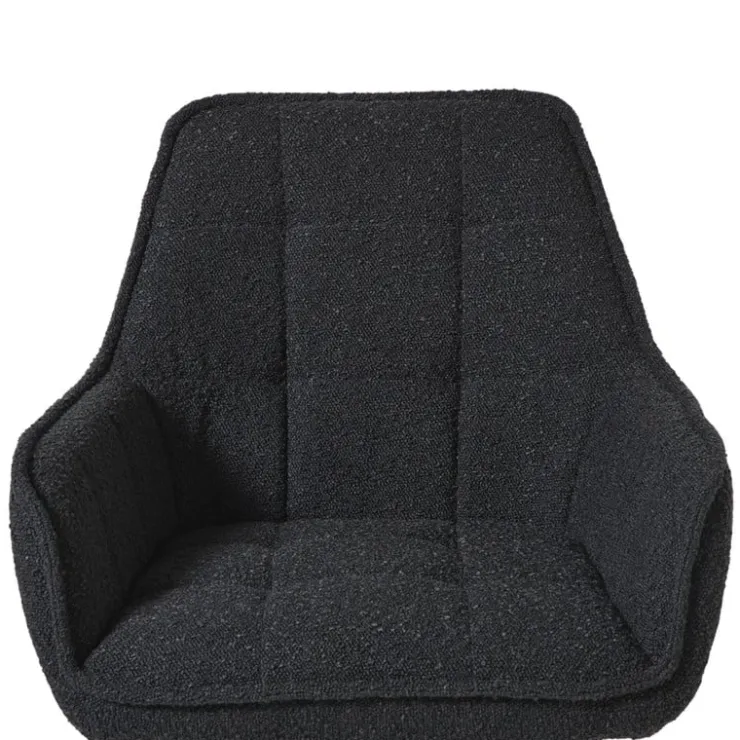 Xenos Eetkamerstoel bouclé met armleuning - zwart - 87x56.5x43 cm- Eetkamerstoelen