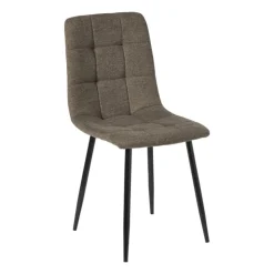 Xenos Eetkamerstoel chenille - bruin - 90x53.5x44.5 cm- Eetkamerstoelen