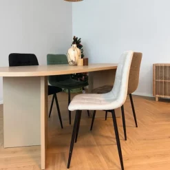 Xenos Eetkamerstoel chenille - beige - 90x53.5x44.5 cm- Eetkamerstoelen