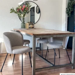 Xenos Eetkamerstoel Irene - bruin/zwart - 77x56.5x51 cm- Eetkamerstoelen
