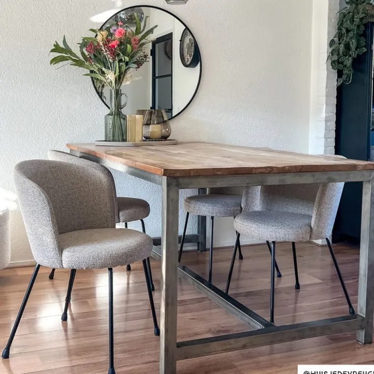 Xenos Eetkamerstoel Irene - bruin/zwart - 77x56.5x51 cm- Eetkamerstoelen